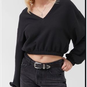 Cropped black UO sweater